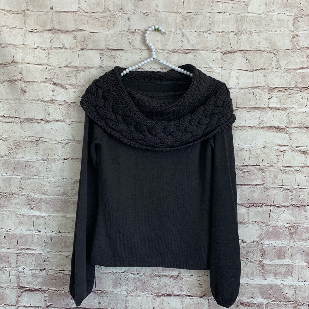 Elie Tahari M Merino Wool Braided Cowl Neck